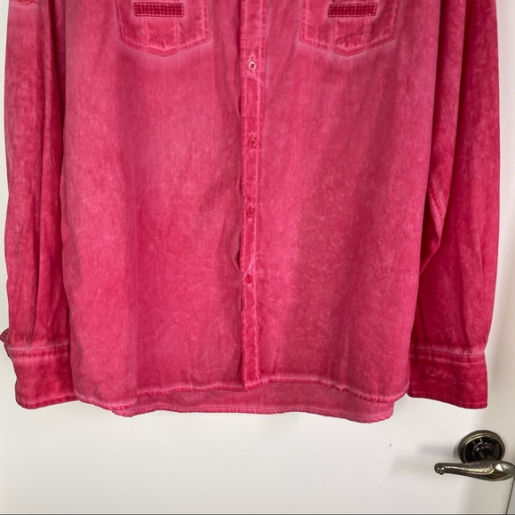 Franky Max Button Front Long Sleeve Double Pocket 100% Cotton Red Shirt Men’s XL - Picture 7 of 10